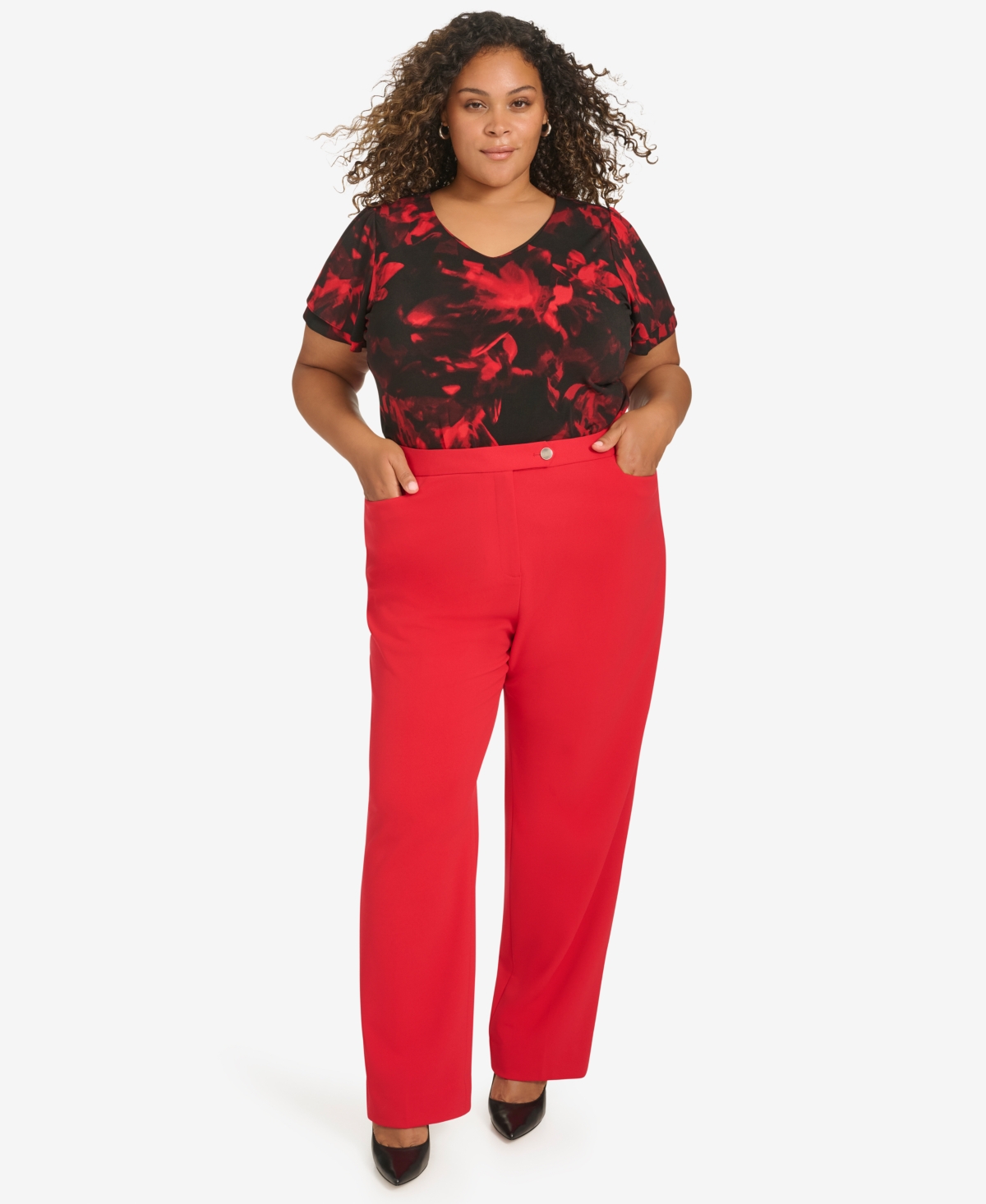 Calvin Klein Plus Size High-Rise Straight Leg Pants