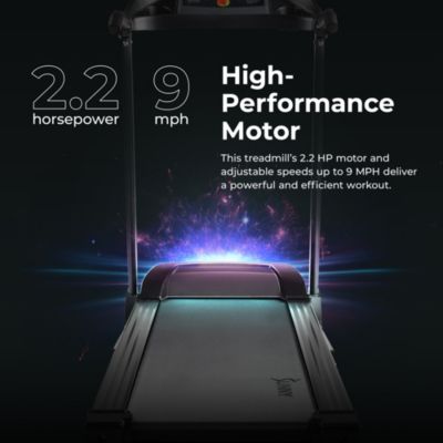 Adjustable Incline Foldable SMART Treadmill w Digital Monitor, Shock Absorption, Pulse Sensors, Handrail Controls, Exclusive SunnyFit App Bluetooth Connectivity