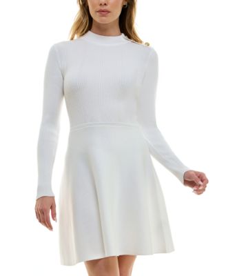 mock neck long sleeve fit & flare sweater dress English Factory main image 1