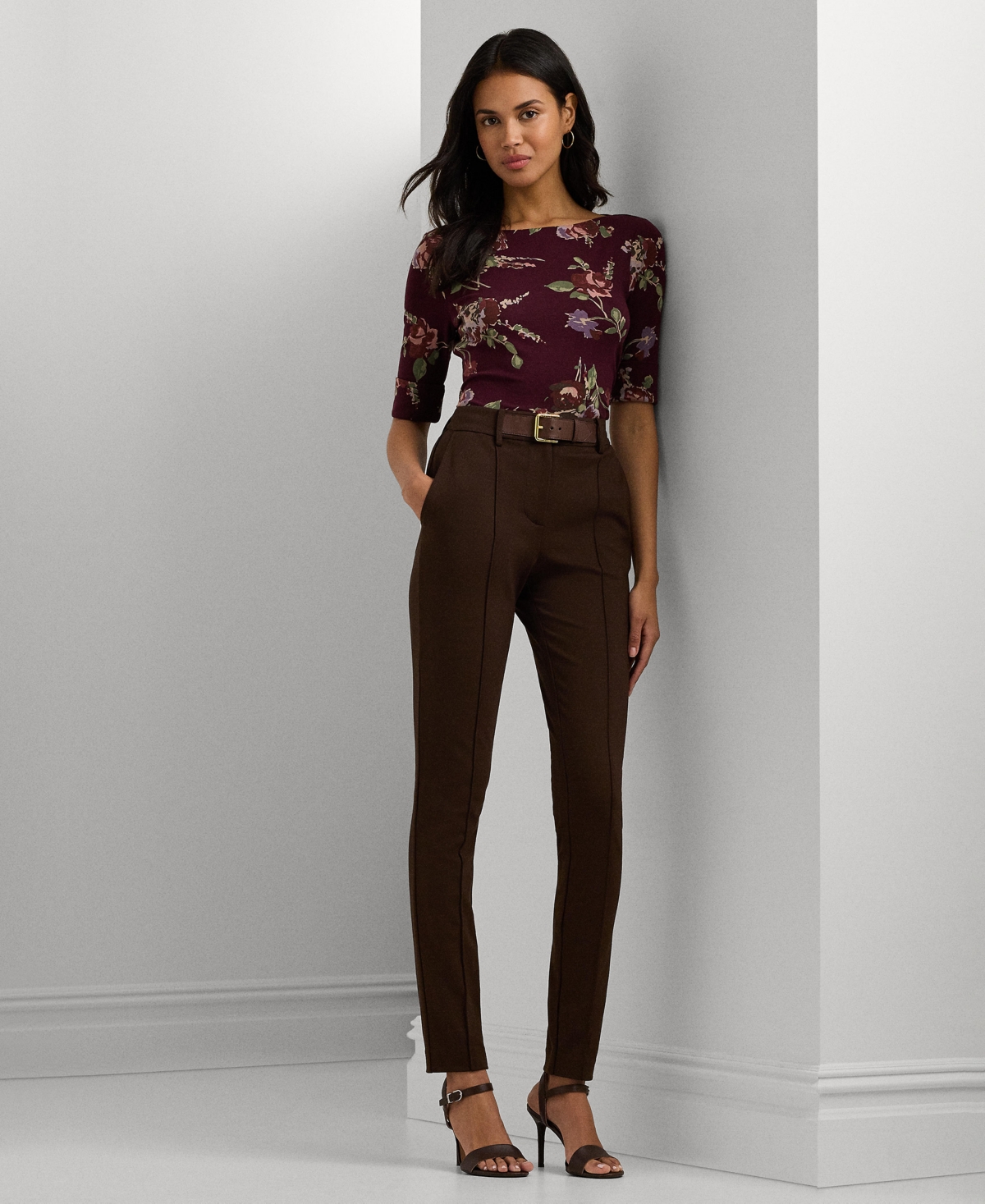 Lauren Ralph Lauren Women's Floral Stretch Cotton Boatneck , Regular & Petite