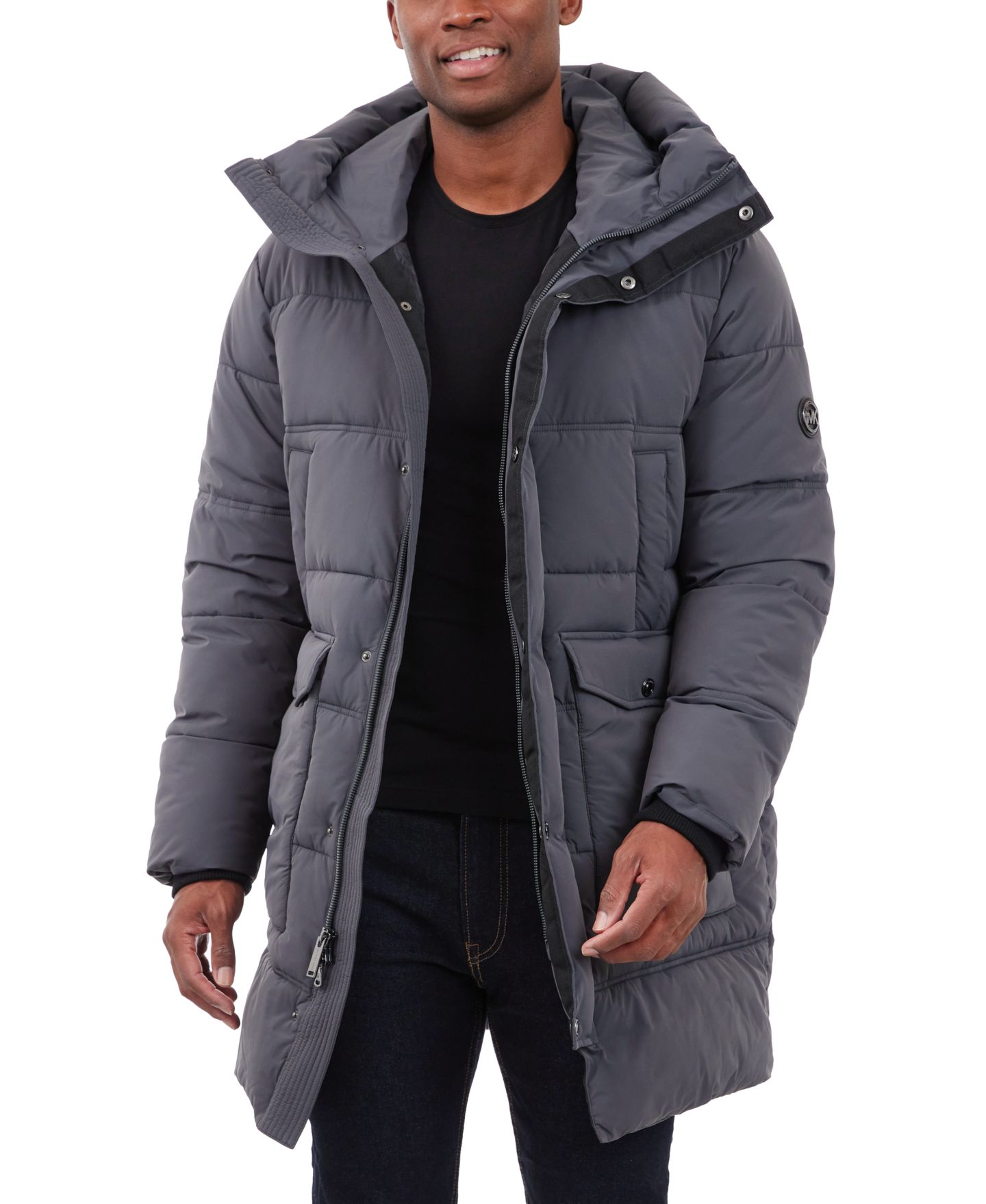Мужская куртка Michael Kors Heavyweight Hooded Long Puffer, цвет: Угольный — фото 7