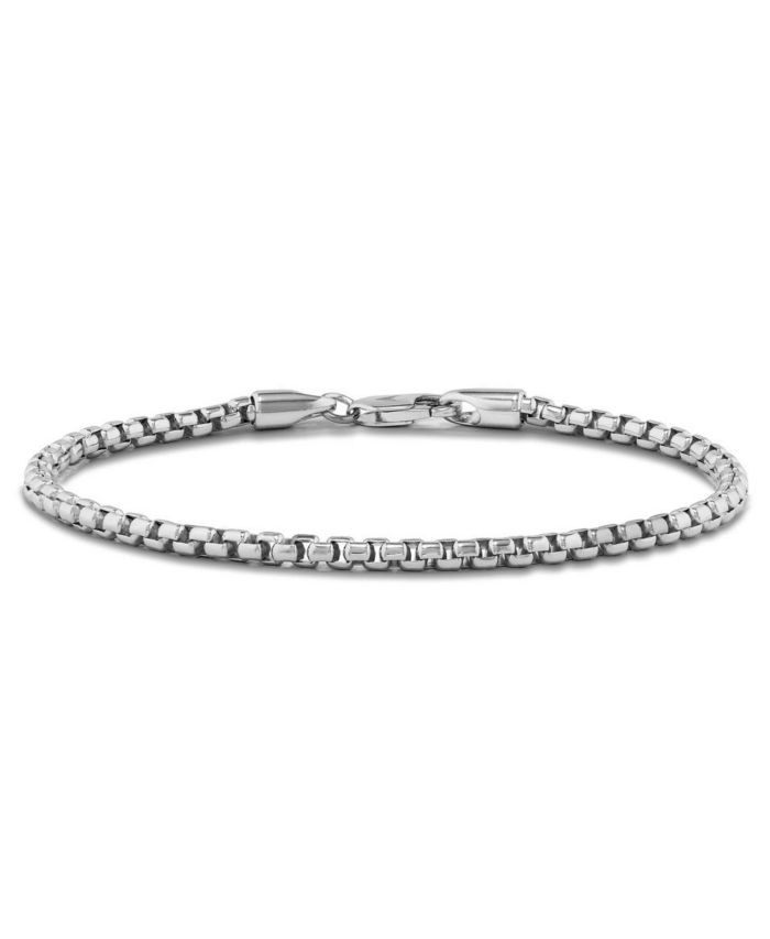 Vincero Men's Box Chain Bracelet 3mm Rhodium-Plated Sterling Silver