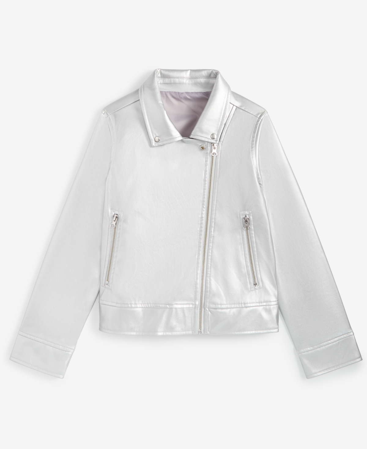 Epic Threads Little & Big Girls Faux-leather Biker Jacket, Exclusively At Macy's In Silver