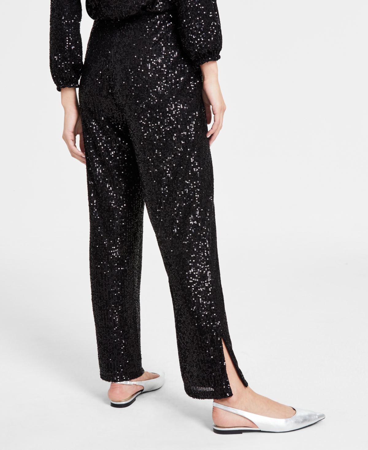 JM COLLECTION WOMEN'S SEQUINED PULL-ON PANTS, CREATED FOR MACY'S 