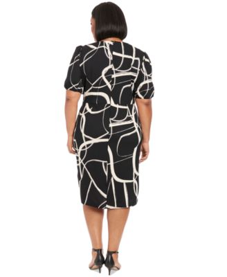 Plus Size Balloon-Sleeve Sarong Dress