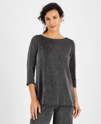 JM Collection - Women's Boat-Neck 3/4-Sleeve Tunic Top