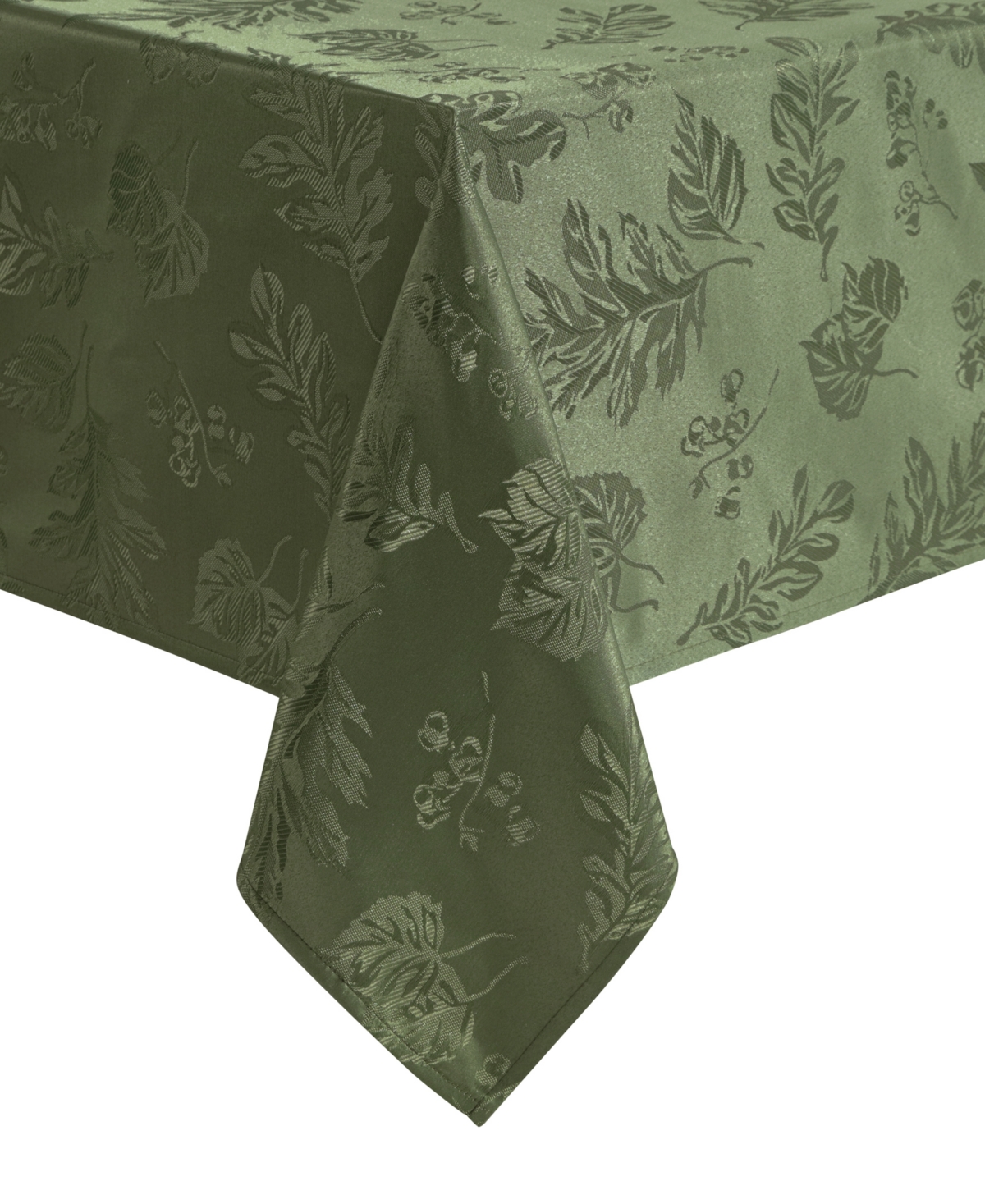 Elrene Elegant Woven Leaves Jacquard Damask Rectangle Tablecloth, 60" X 144" In Olive