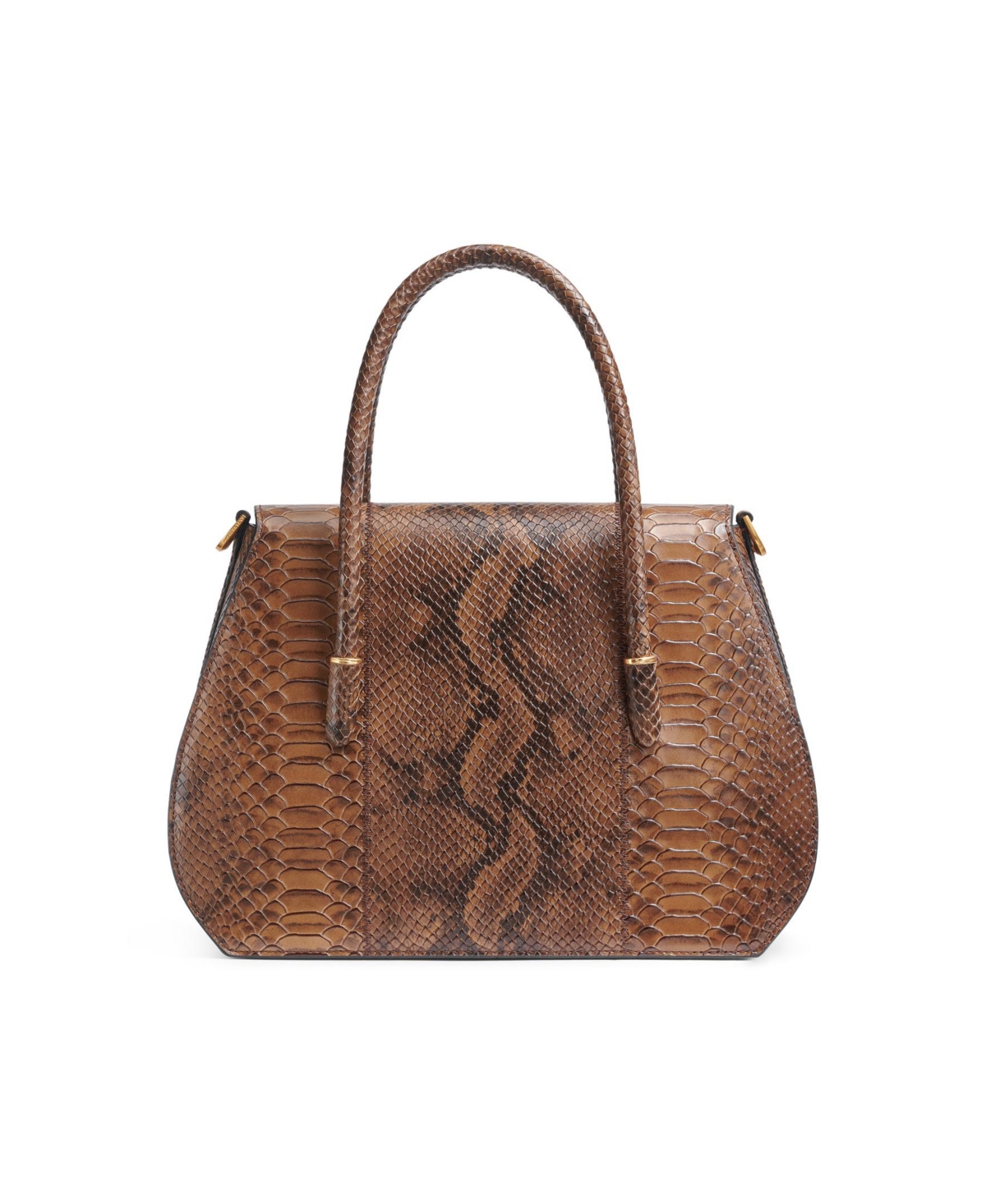 Donna Karan Bellerose Double Top Handle Python Satchel In Teak