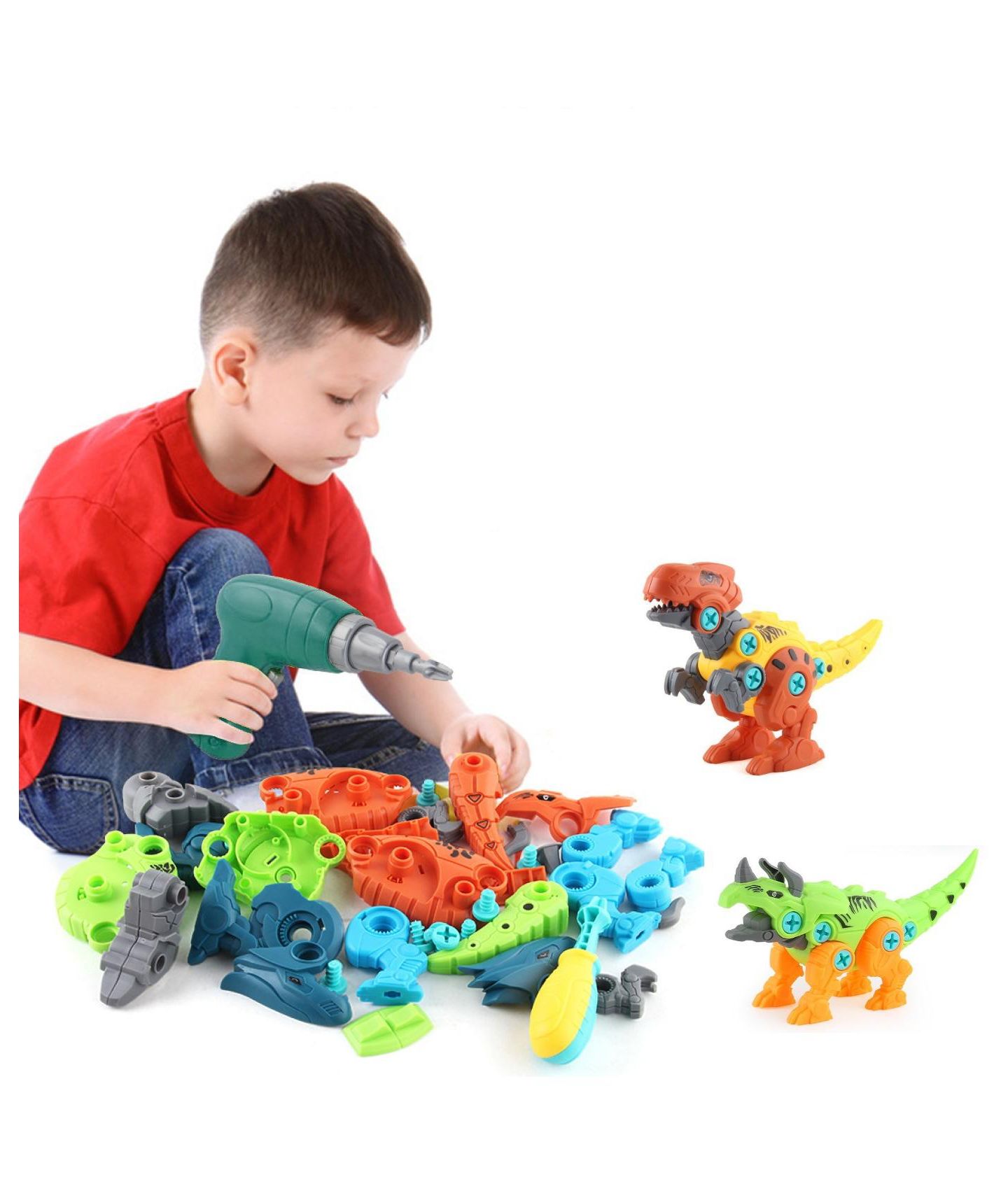 Детский конструктор Cowin Dinosaur Take Apart Stem 4-Piece Building Set, Ages 4+ — фото 4