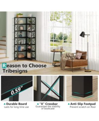 7-Tier Corner Bookcase with Metal Frame for Home Office Storage