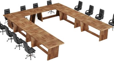 6.5FT Conference Room Table: Large Rectangular Meeting Seminar Table for 6-8 People, Wood Long Training Table with Heavy-Duty Frame, Business Table for Office