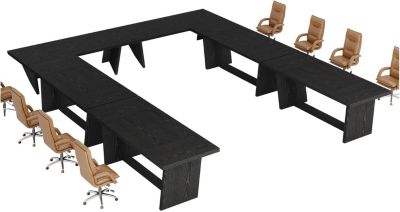 17.7FT Conference Room Table: Large Rectangular Meeting Seminar Table for 16-20 People, Wood Long Training Table with Heavy-Duty Frame, Business Table for Office, 6PCS