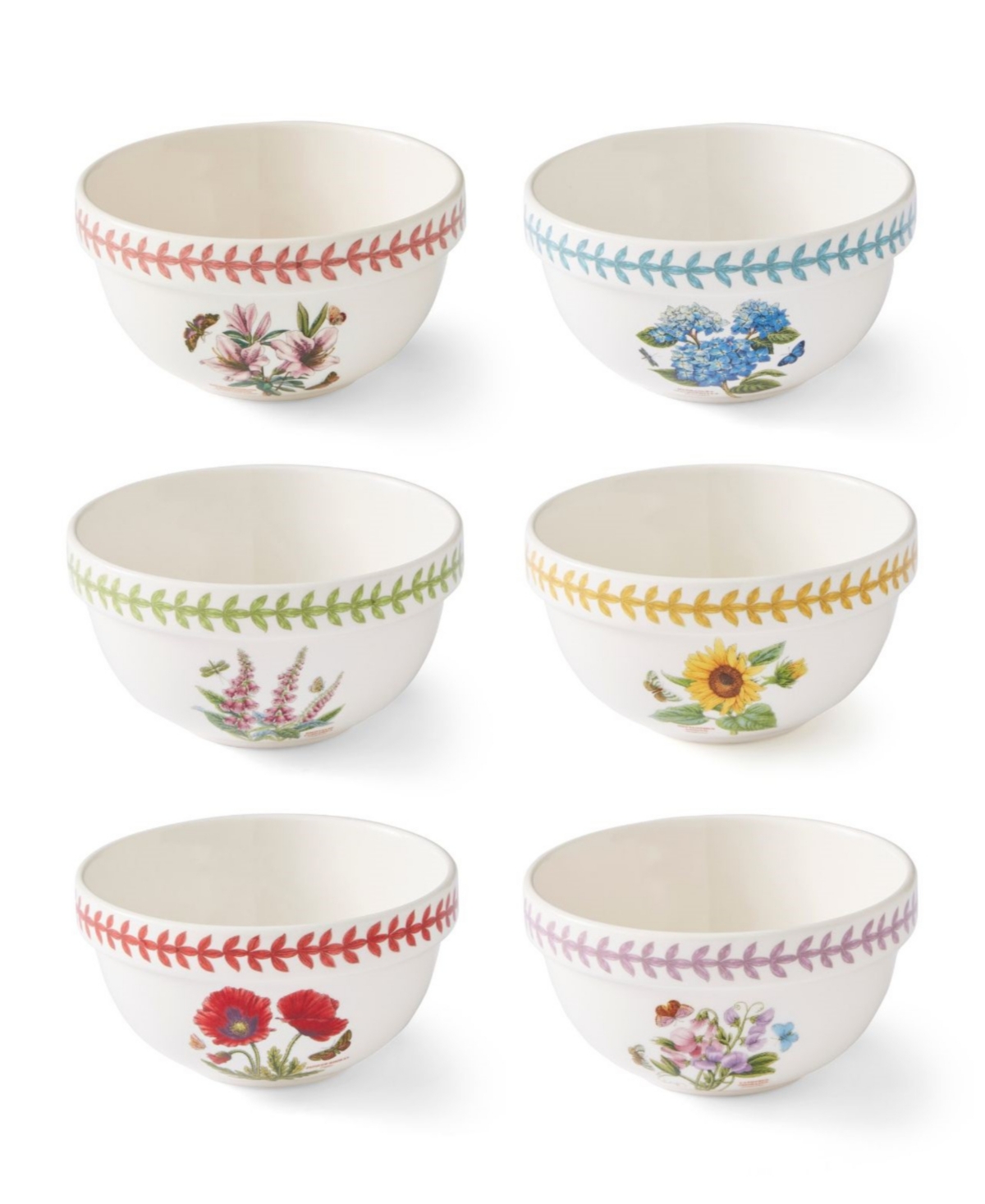 Botanic Garden Meadow Assorted Stackable Bowls, Set of 6 - White