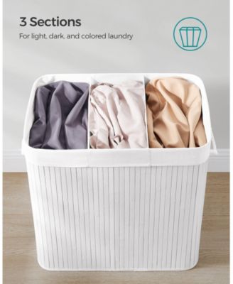 3-Section Laundry Hamper with Lid