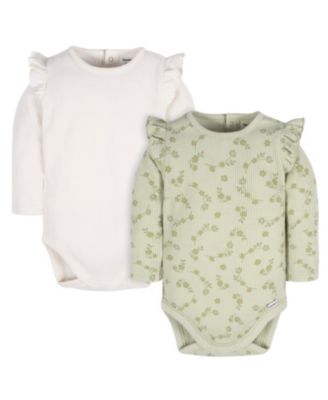 Onesies Baby Girls Long Sleeve Bodysuits, 2-pack