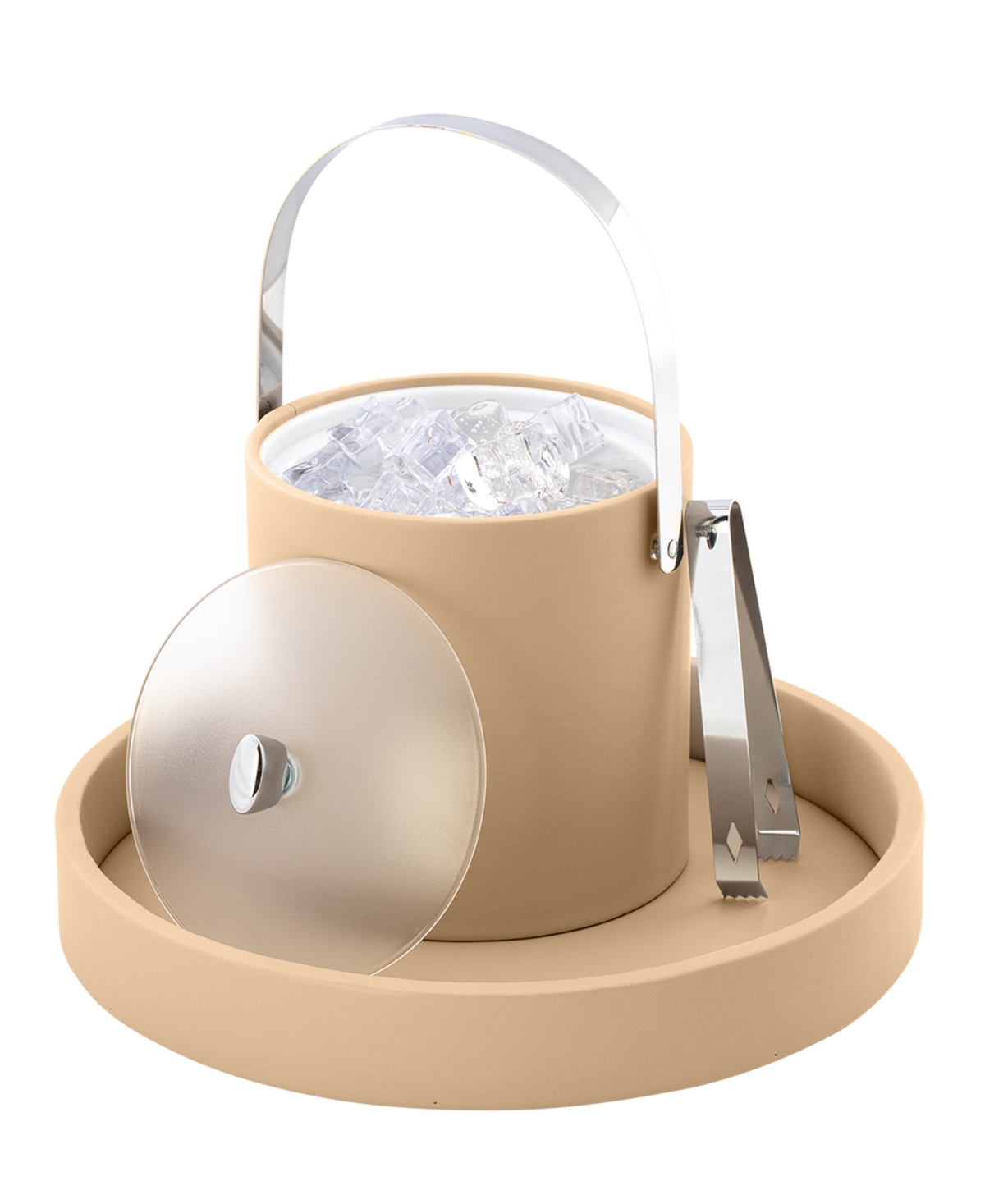 Kraftware Arc Ice Bucket And Ice Tong, 3 Quart In Beige