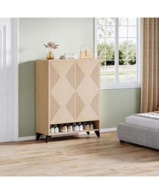 6-Tier Shoe Cabinet with Doors – Modern wooden organizer with adjustable shelves for entryway, bedroom, or living room