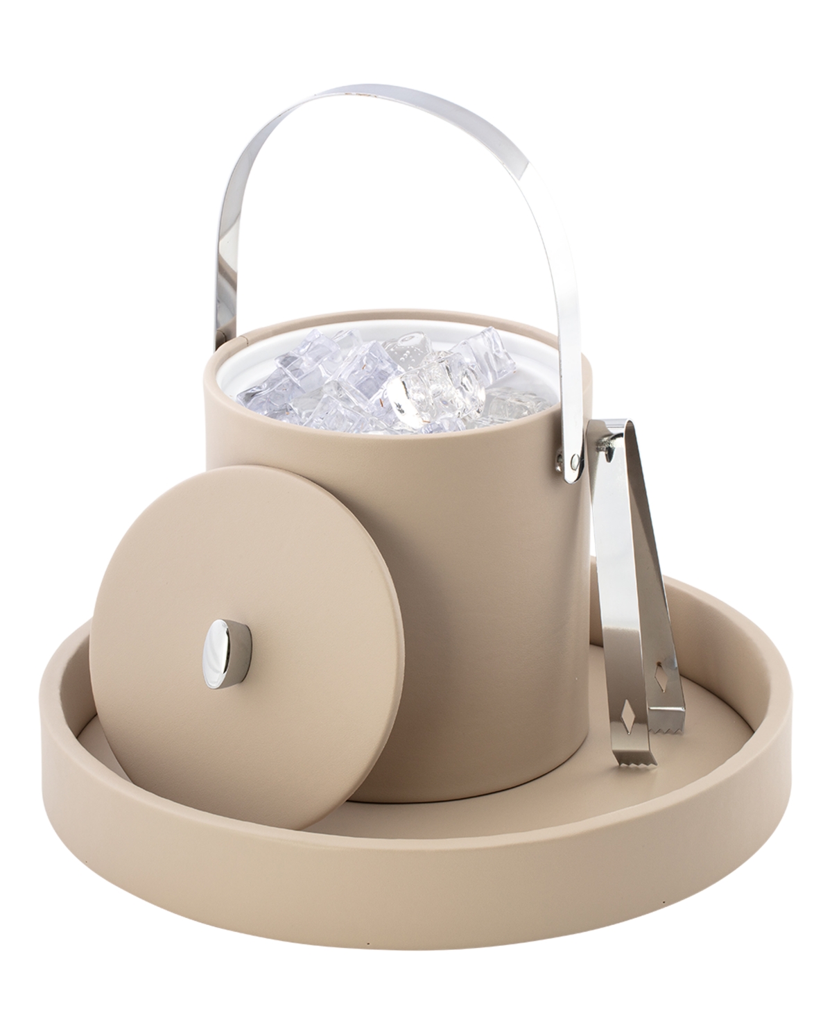 Kraftware Dorchester Ice Bucket And Ice Tong, 3 Quart In Taupe