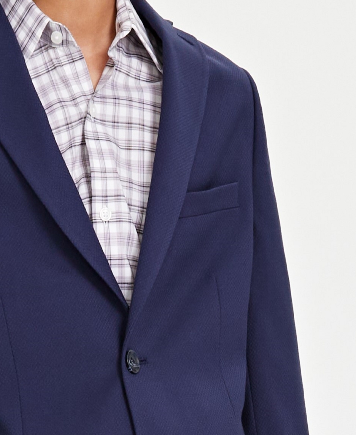 Kenneth Cole Reaction Big Boys Mini Check Slim Fit Stretch 2-Piece Suit