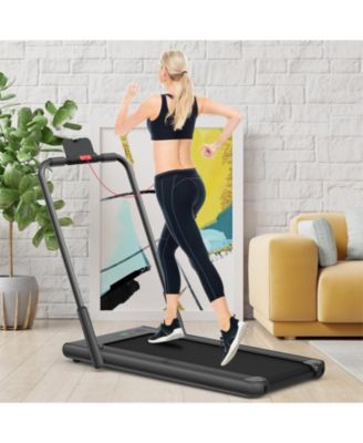 2-in-1 Folding Treadmill with Remote Control and LED Display-Black