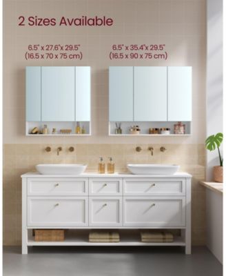 Wide Bathroom Mirror with Integrated Storage for Organized and Elegant Spaces
