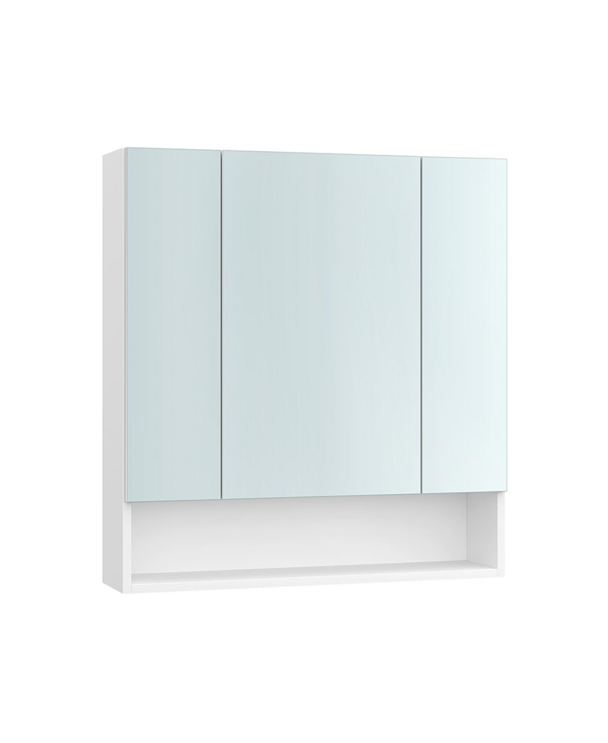 Wide Bathroom Mirror with Integrated Storage for Organized and Elegant Spaces - Cloud White