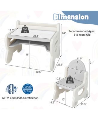 Kids Drawing Table and Chair Set for Reading Playing with Pens and Blackboard Eraser