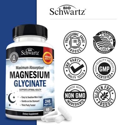 Magnesium Glycinate 500mg Capsules | Maximum Absorption Magnesium Supplement | 240ct