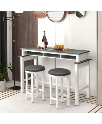 Bar Stools Set of 2 Counter Height Stools with Round Seat & Footrest for Kitchen