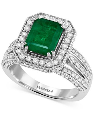 EFFY Emerald (2-1/5 ct. t.w.) and Diamond (1-1/10 ct. t.w.) Ring in 14k ...