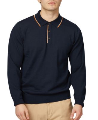 Ben Sherman - Men's Regular-Fit Tipped Merino Wool Polo Shirt
