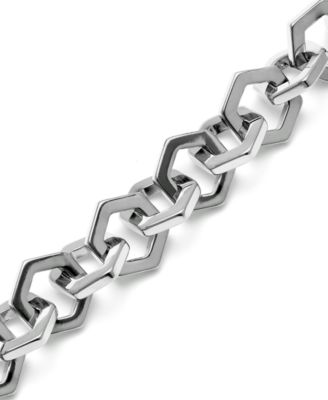 Women's Honeycomb Silver Tone Link Bracelet