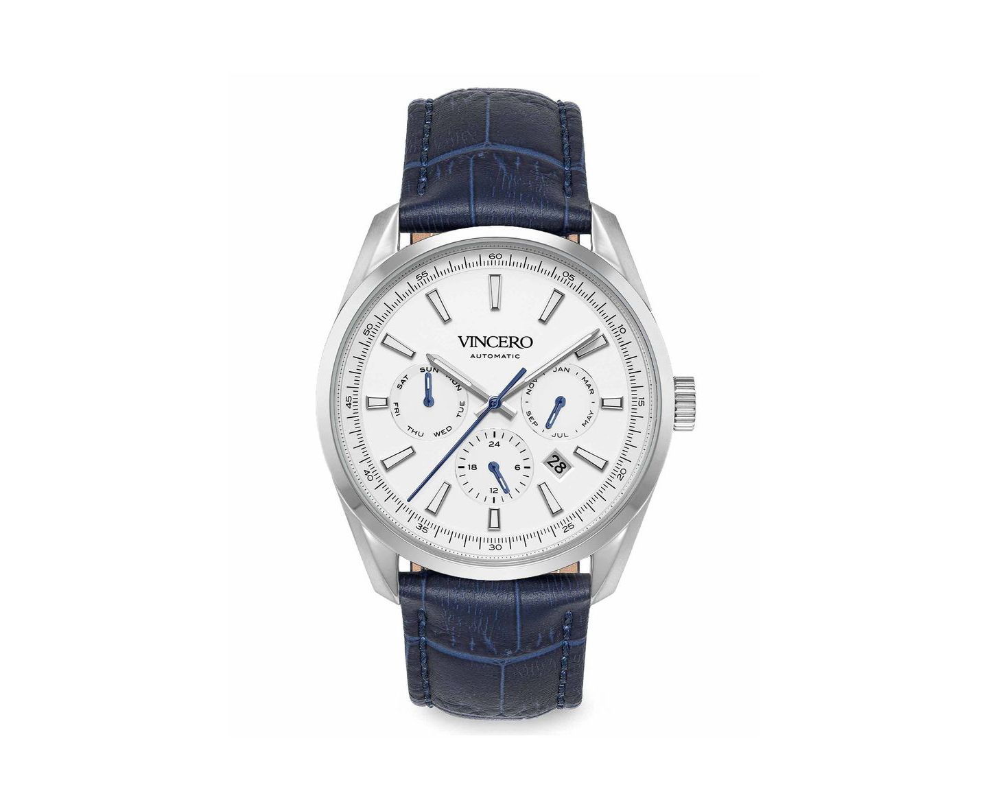 Мужские часы Vincero Reserve Automatic Watch with Miyota 9100 and H-Shaped Bracelet, цвет: Синий / Серебряный — фото 1
