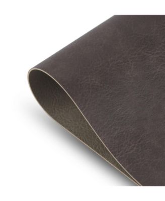 Rectangular 12" x 18" Florence Ivory and Taupe Reversible Leather Wipe Clean Placemats Set of 4