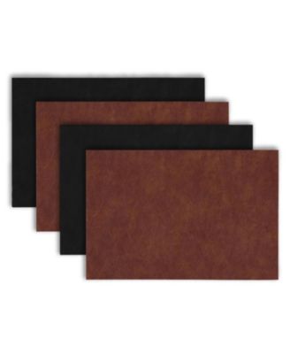 Rectangular 12" x 18" Florence Ivory and Taupe Reversible Leather Wipe Clean Placemats Set of 4