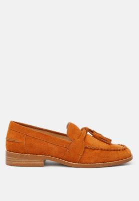 Rag and Co Womens Rhone Tassels Detail Suede Loafers