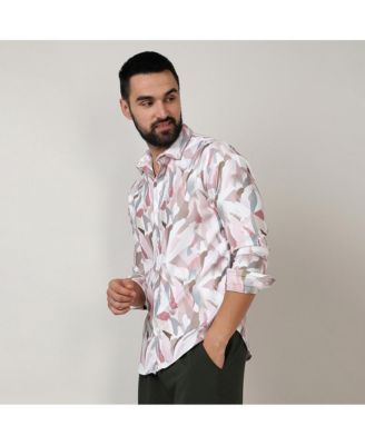 Campus Sutra Men's Nude Pink & Ivory White Petal Block Shirt