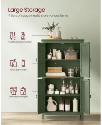 Bathroom Floor Cabinet with Adjustable Shelves for Towels and Toiletries