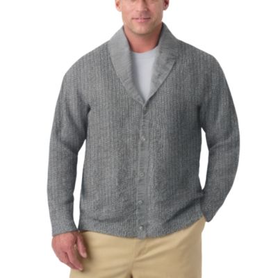Big & Tall Shaker Knit Shawl-Collar Cardigan Sweater