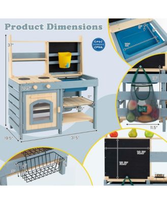 2-In-1 Outdoor Mud Kitchen with Faucet & Removable Sink Metal Baskets Storage Bag