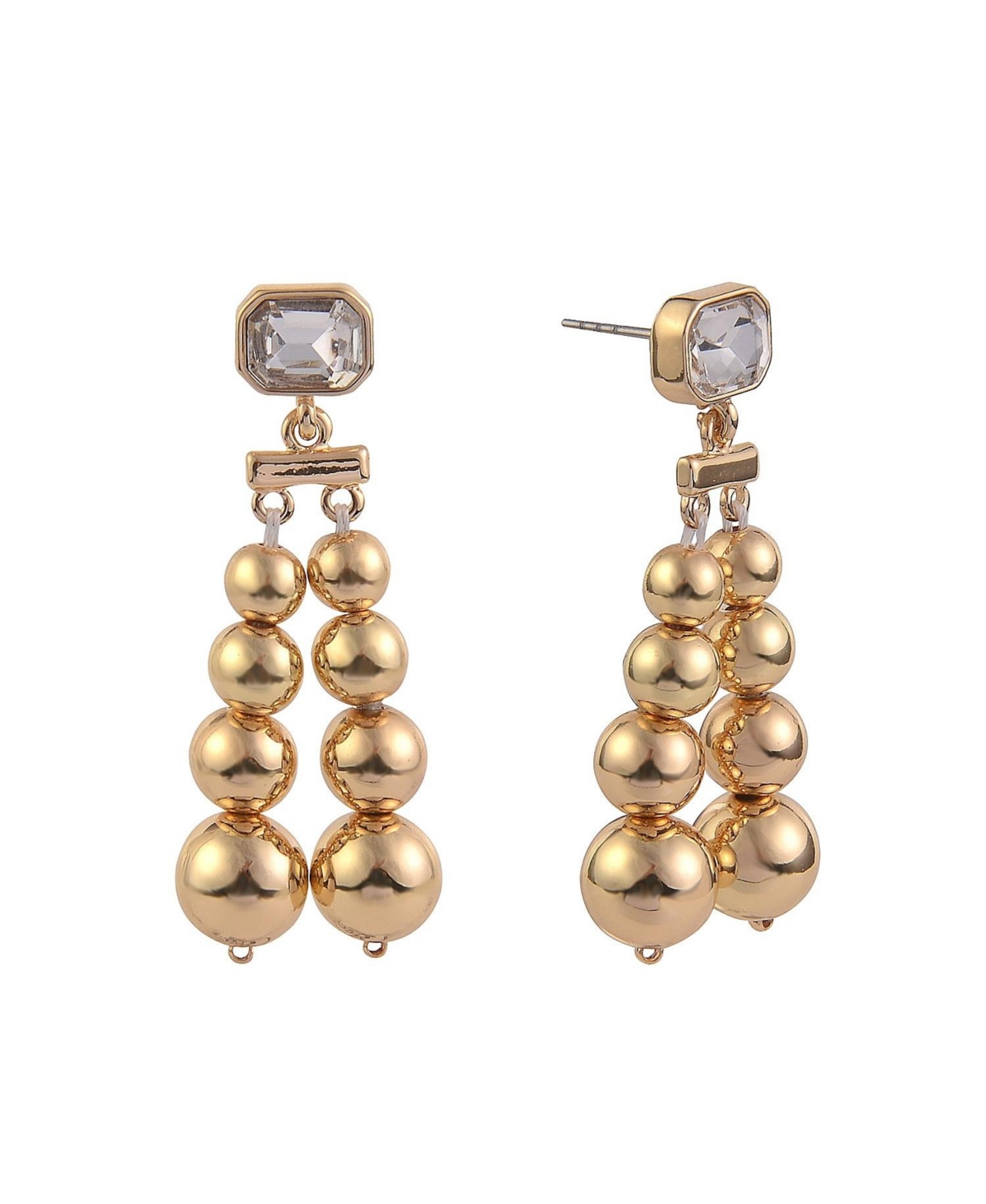 Beaded Linear Earrings - Gold