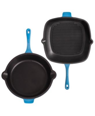 Neo 3pc Cast Iron Fry Pan & Grill Pan Set with Slotted Steak Press