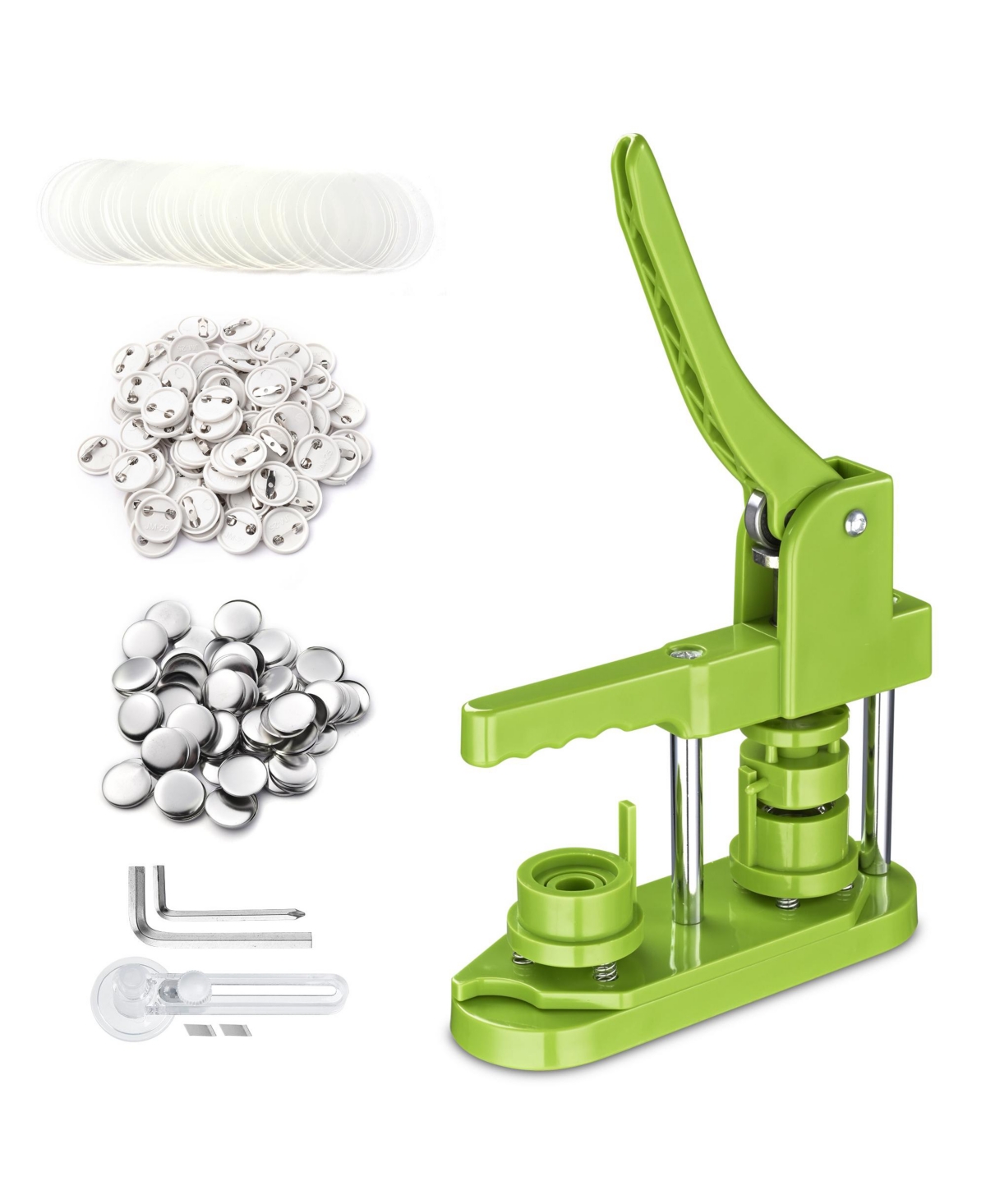 1&#x22; 25mm Backpack Pin Button Maker Machine Installation-Free Diy Pin Badge Punch Press Kit - Green