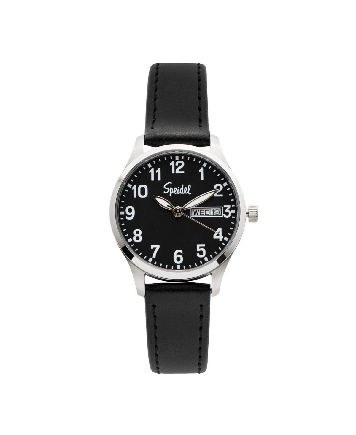 Ladies Essential Watch with Leather Watchband in Black Face Light Brown Band - Black with Black Band