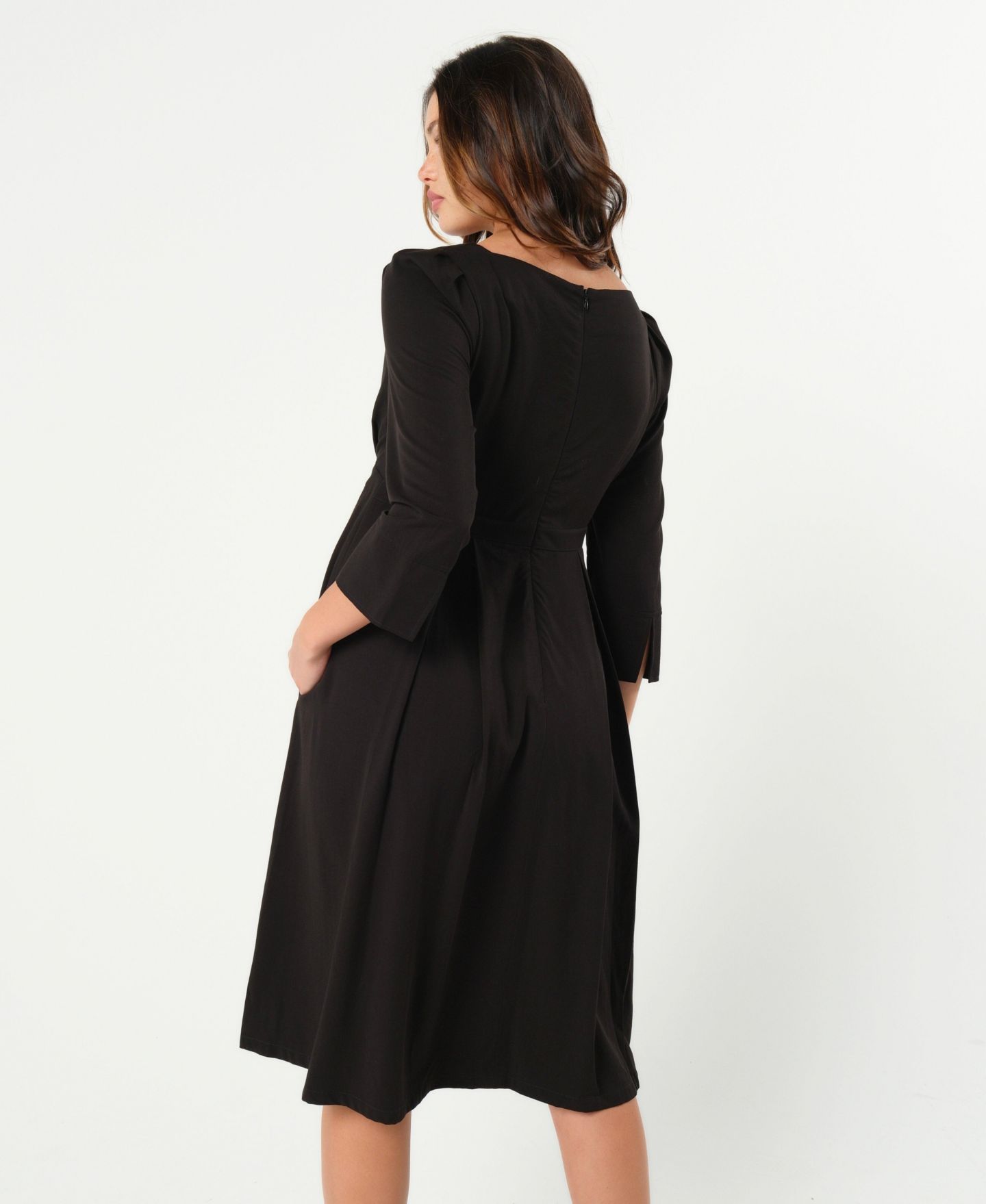 Женское платье MARION Maternity Empire Waist Nursing Midi Tea Dress in Tencel, цвет: Чёрный — фото 3