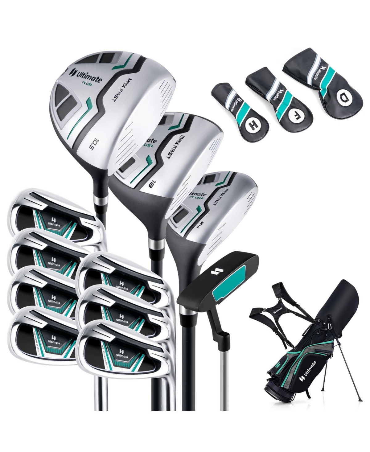 11 Pieces Complete Golf Club Package Set-Green - Green