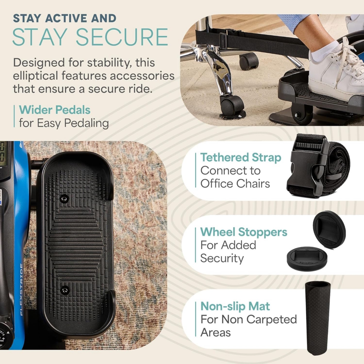 LifePro Under Desk Elliptical - Under Desk Bike Pedal Exerciser - Perfect Desk Exercise Equipment - for Seniors Adults and Teens