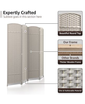 4 Panel Room Divider Panel, 6 ft. Tall Extra Wide Double Hinged Panels - Folding Privacy Screens