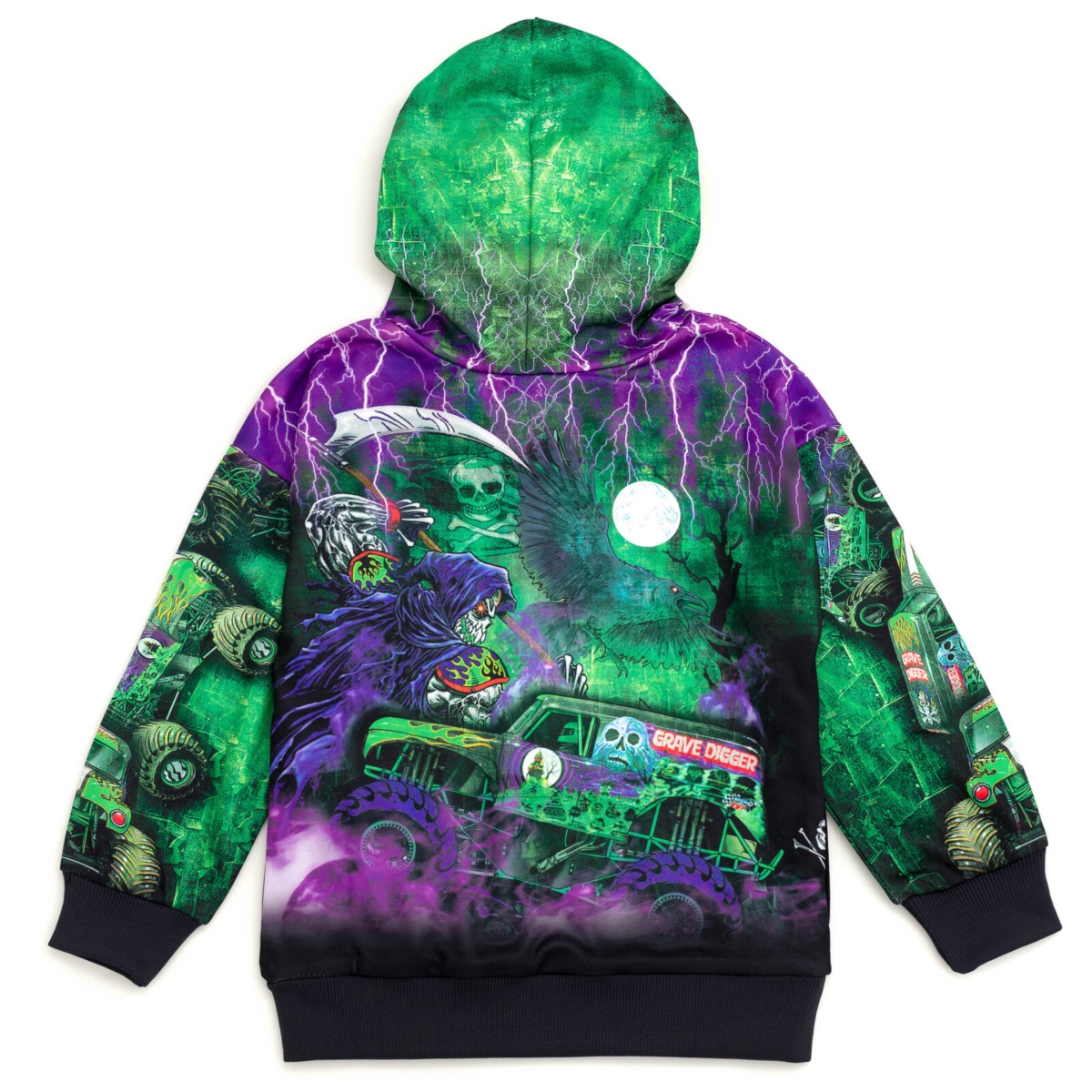 Monster Jam Boys Fleece Pullover Hoodie toEl Toro Loco Megalodon - Grave digger