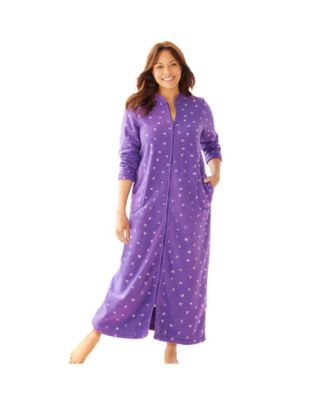 Women's Plus Size Plush Zip-Front Robe